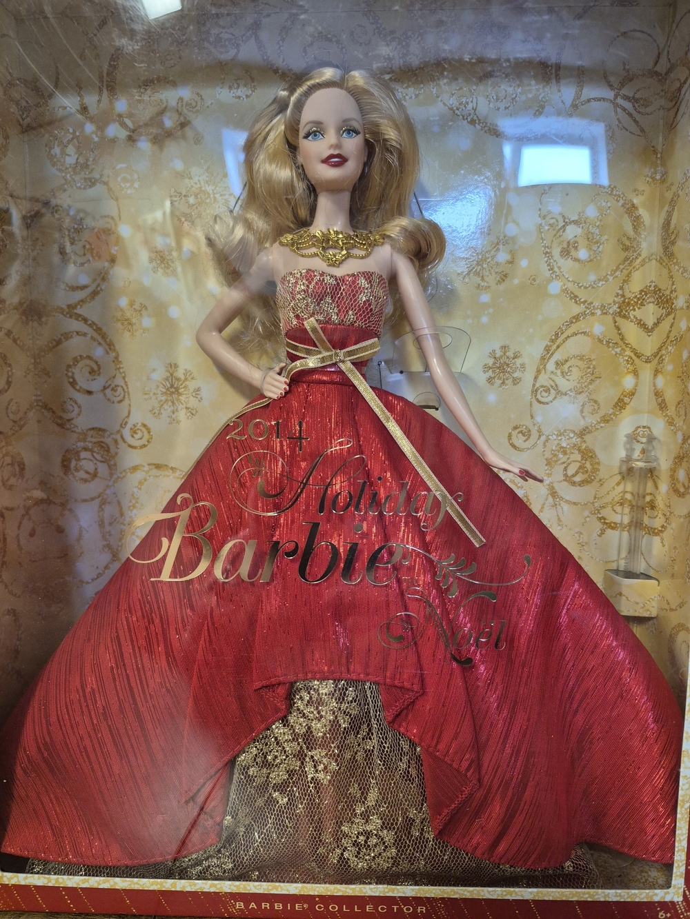 NRFB Barbie 2014 Holiday Collector Doll - Red & Gold Gown